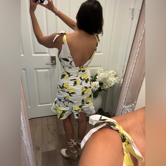 BTFL-Life Small ROUCHED COTTON POPLIN LEMON PRINT MNI DRESS WITH BOTTOM TIERS - Picture 9 of 12